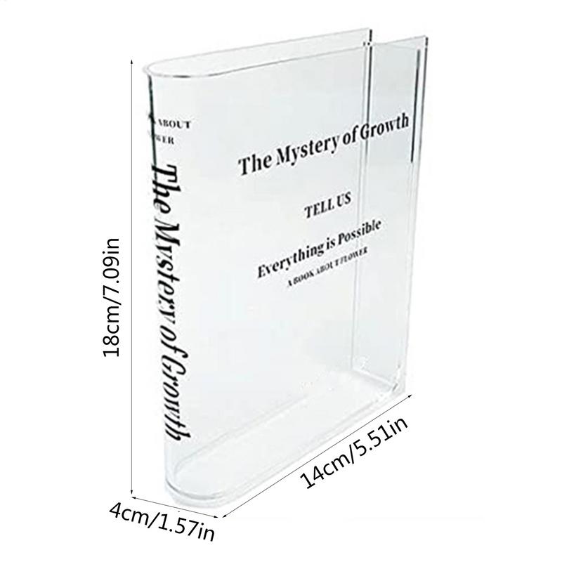 Klare Acryl-Vase Klare Buchförmige Vase Kultureller Geschmack Dekorative Acryl-Vase Für Einzigartige Zuhause Schlafzimmer Büro Akzent Buch