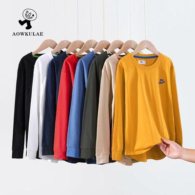 Langärmlige einfarbige Oberteile im koreanischen Stil für Jungen für Frühling und Herbst