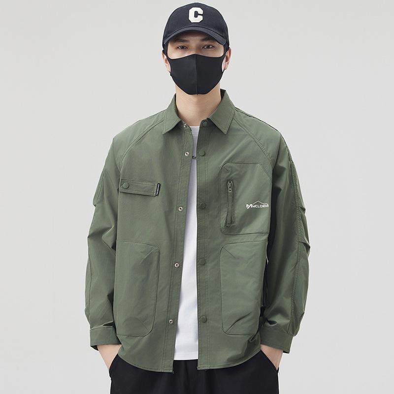 

Men S Tooling Jacket Jacket Men S Spring New Trend Fashion High Sense Multi-Pocket Boys Top Trend 5XL (recommended weight 195-107.5 kg)