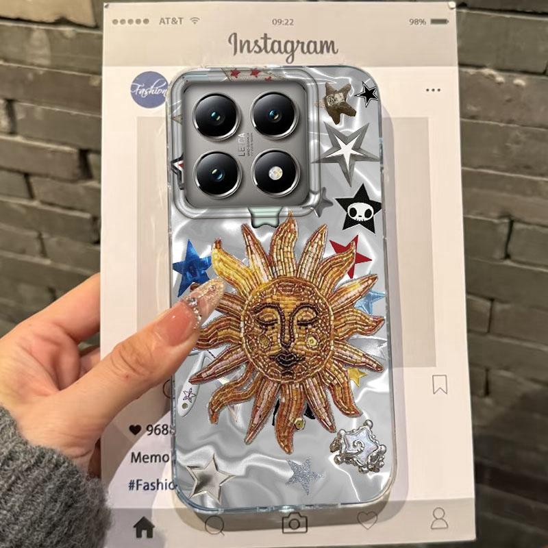 Retro Sun Marine Floral Eyes Girls Women Phone Case For Xiaomi 14T 13T Pro 14Tpro 13Tpro 11 Lite 5G NE Shockproof Fundas Cover
