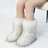YK women's imitation fox fur snow boots imitation fur plush flat winter boots fashion cotton boots