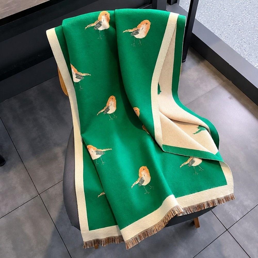 Elegant Printing Magpie Bird Shawl Imitation Pashmina Thick Warm Wraps  Travel