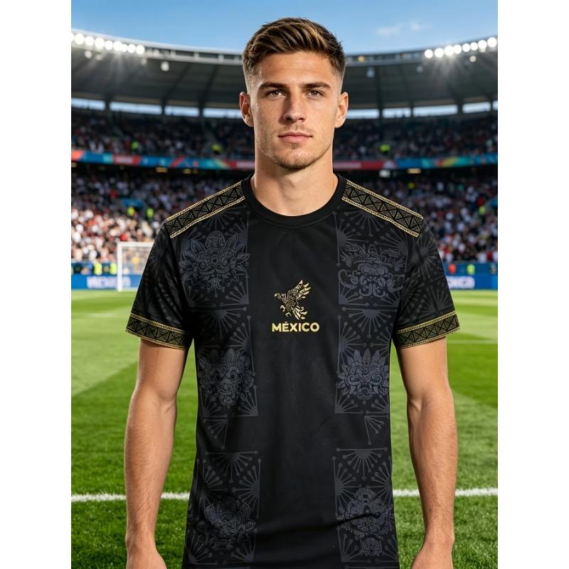 Mexican Men s Football Training Breathable Sports T-Shirt - Round Neck Casual Fitness Top S