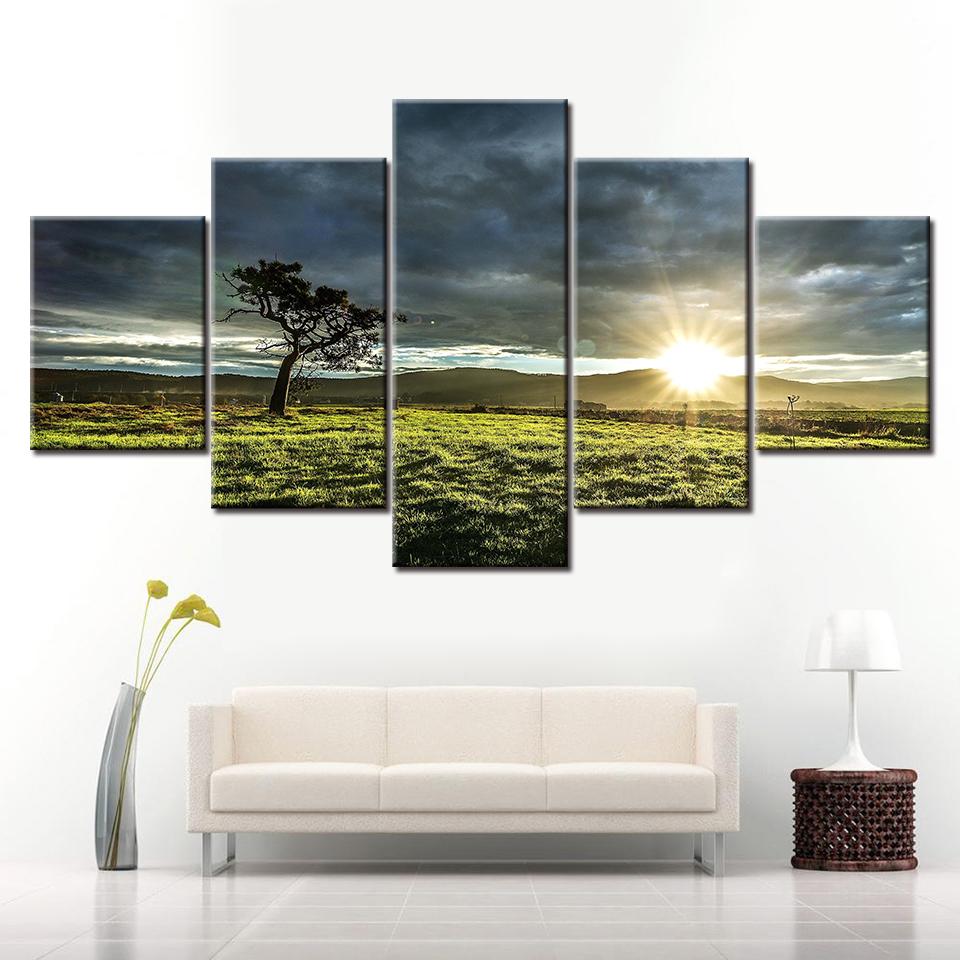 

Canvas wall art Winter Sunset scenery 5 Pieces Painting Modular nature Wallpapers Poster Print for living room Home Decor 20x35 20x45 20x55cm