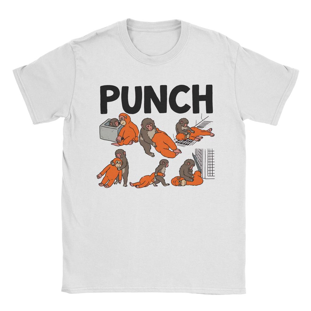 Baby Monkey Punch Monkey T Shirts for Unisex Women Cotton Cool TShirts Crewneck Tee Shirt Short Sleeve Tops Summer