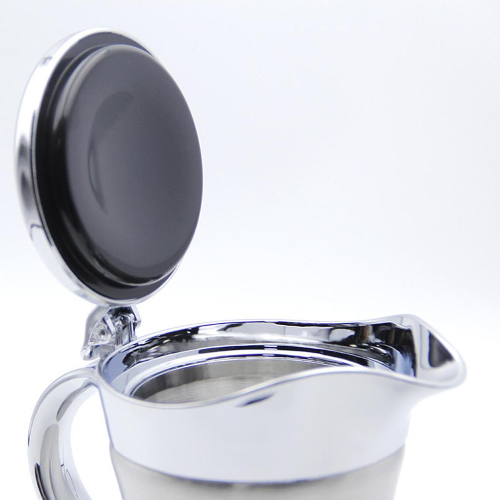 Stainless Steel Gravy Jug 450ML Sauce Dispenser Double Insulated Sauce Gravy Boat Vinaigrette Pot with Hinged Lid for Home
