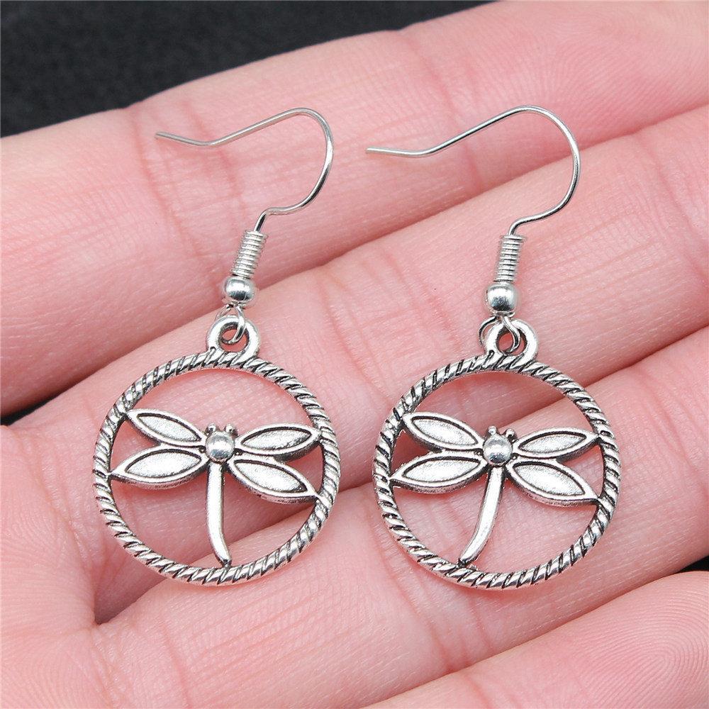 Hängeohrring Libelle Schmetterling Vintage Schmuckzubehör Ohrringgröße 18x19mm QE009