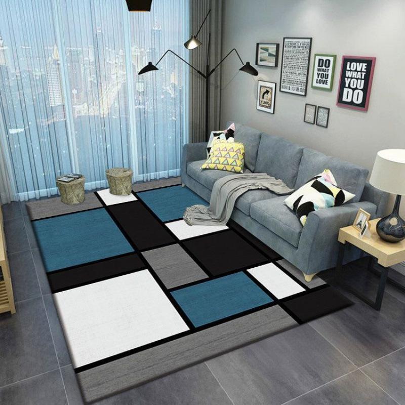 Light Luxury Crystal Pile Carpet Geometric Rugs Living Room Sofa Rugs Coffee Table Bedroom Full Bedside Floor Mats Home