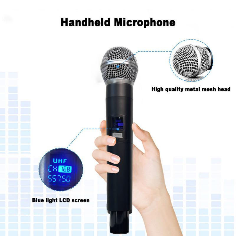 8Recordio GAW-GLXD4 Kabelloses Anti-Feedback Mikrofon Duo für Bühnen-/KTV-Auftritte