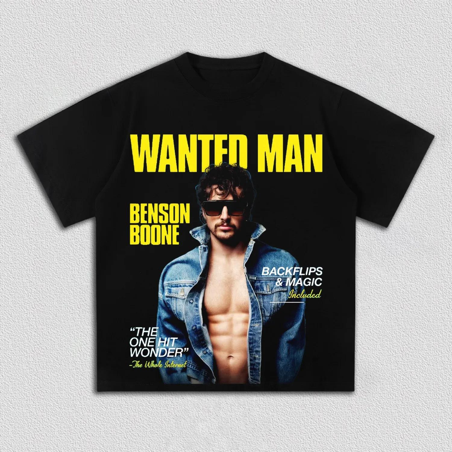 

Benson Boone Wanted Man Graphic T Shirt For Men Women Retro Pop Star Tour Merch Streetwear Cotton Oversized Tee For Fans S разноцветный
