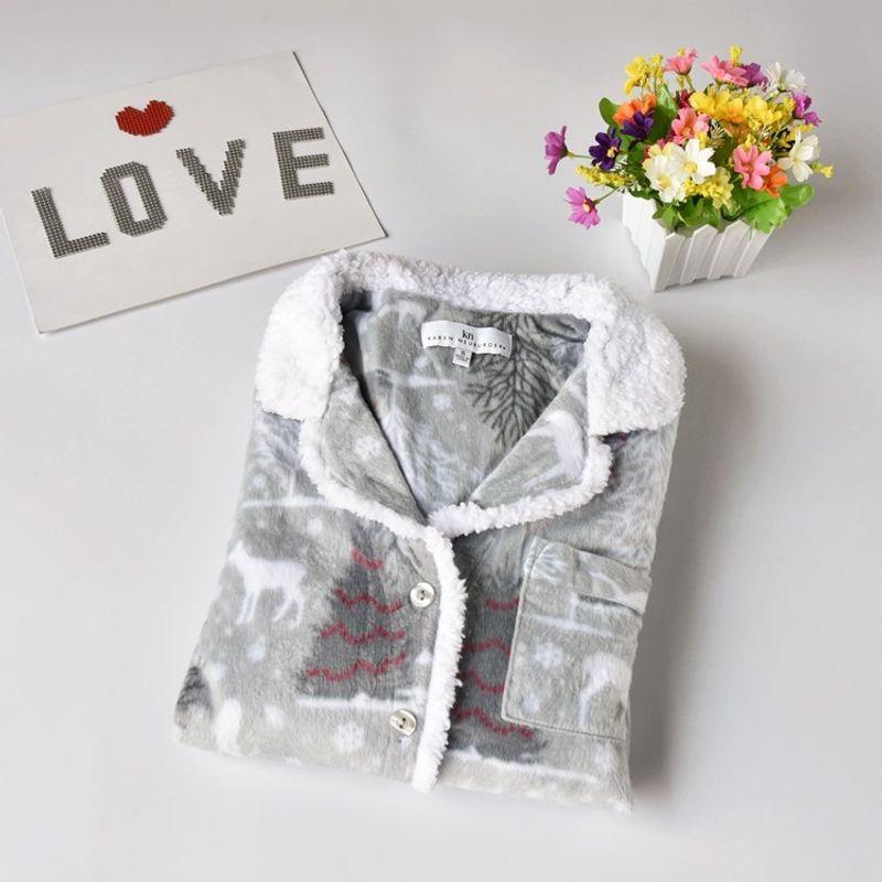 Export Women's Soft Gingham Flannel Long Sleeves Pants Pajamas Home Wear Suit Spring & Fall Thin and a Little Large