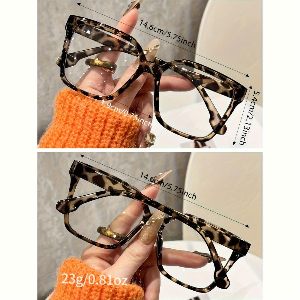 Fashion Leopard Print Eyewear Aesthetic Oversized Frame Clear Lens Specs Classic Square Optical Glasses Acetate Material