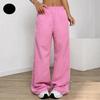 Lockere Hochtaillierte Drapierte Petite Bodenlange Hose mit Geradem Bein Schnelltrocknend Weites Bein Schlankmachend Sportlich Damen Sommer Freizeithose