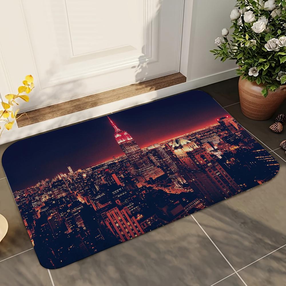1pc New York City Night Bathroom Absorbent Mats Anti-Slip Mats Home Decor Supplies Carpets Home Kitchen Floor Mats
