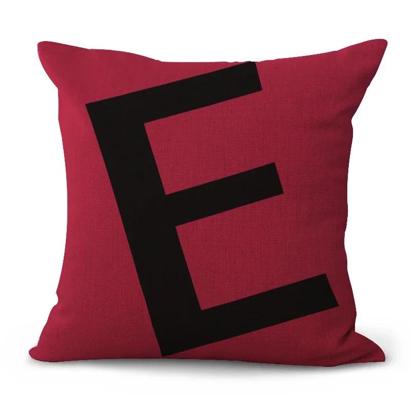 Simple Pure Color English Alphabet throw pillow cover with short plush print for living room sofa decoration cushion cover