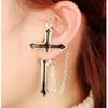 2pcs 2026 Punk Gothic Cross Earrings Men Women Metal Long Chain Tassels Piercing Jewelry Black Cross Ear Studs Gifts Accessories