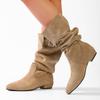 Retro Pointed Toe Stack Boots Women's  New Fashion Metal Buckle Soft Slip Anti-slip Thigh Boots