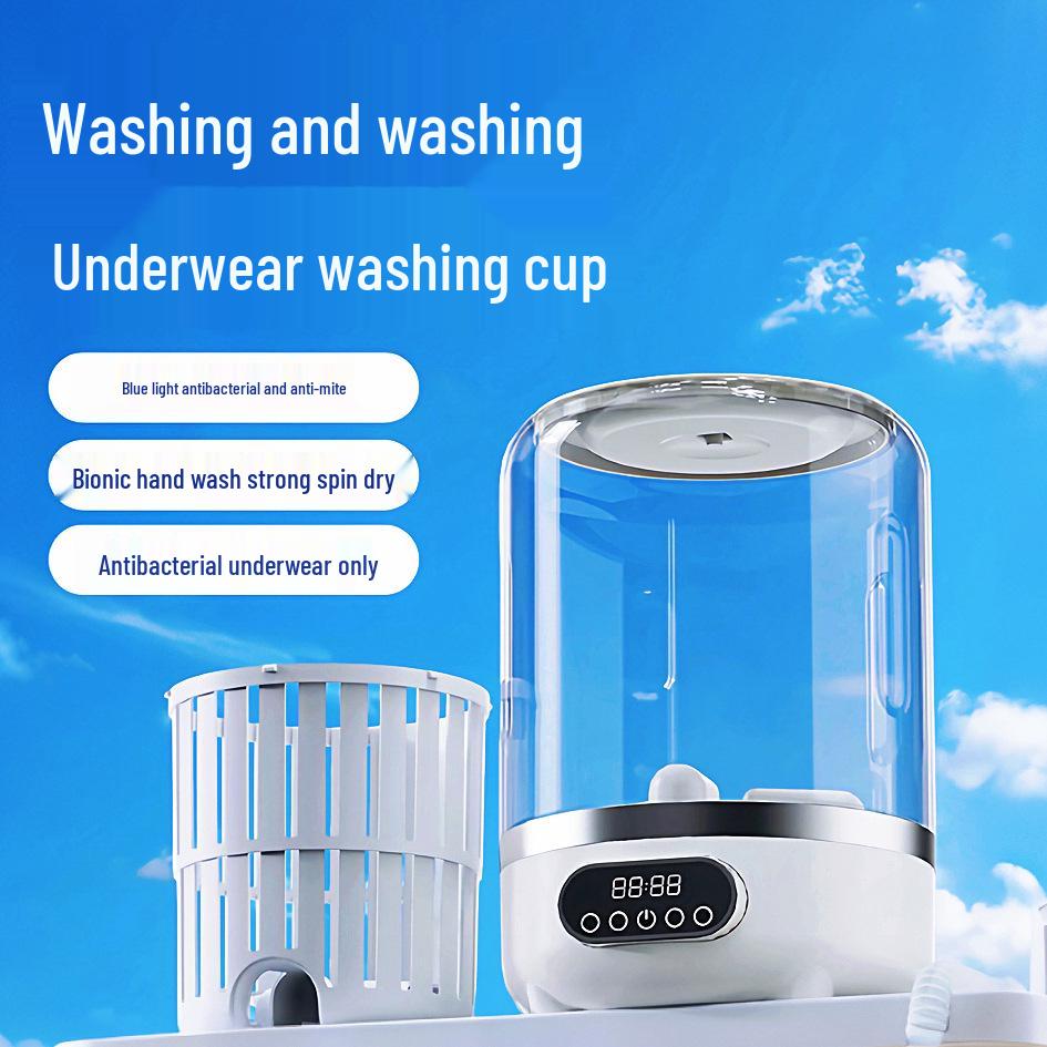 Portable Mini Washing Machine for Underwear - Wireless, Spin-Wash Integrated Cup Design