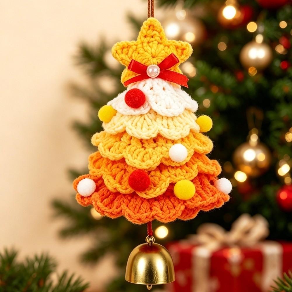 Wool Yarn Crochet Christmas Tree Plush Christmas Hanging Ornament Festive Decoration