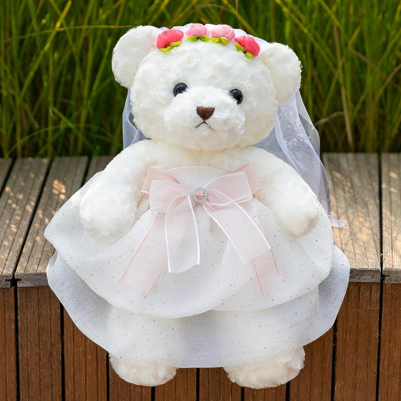 Wedding Dress Plush Toy Doll New Cute Wedding Bear Doll for Children Comfort Doll