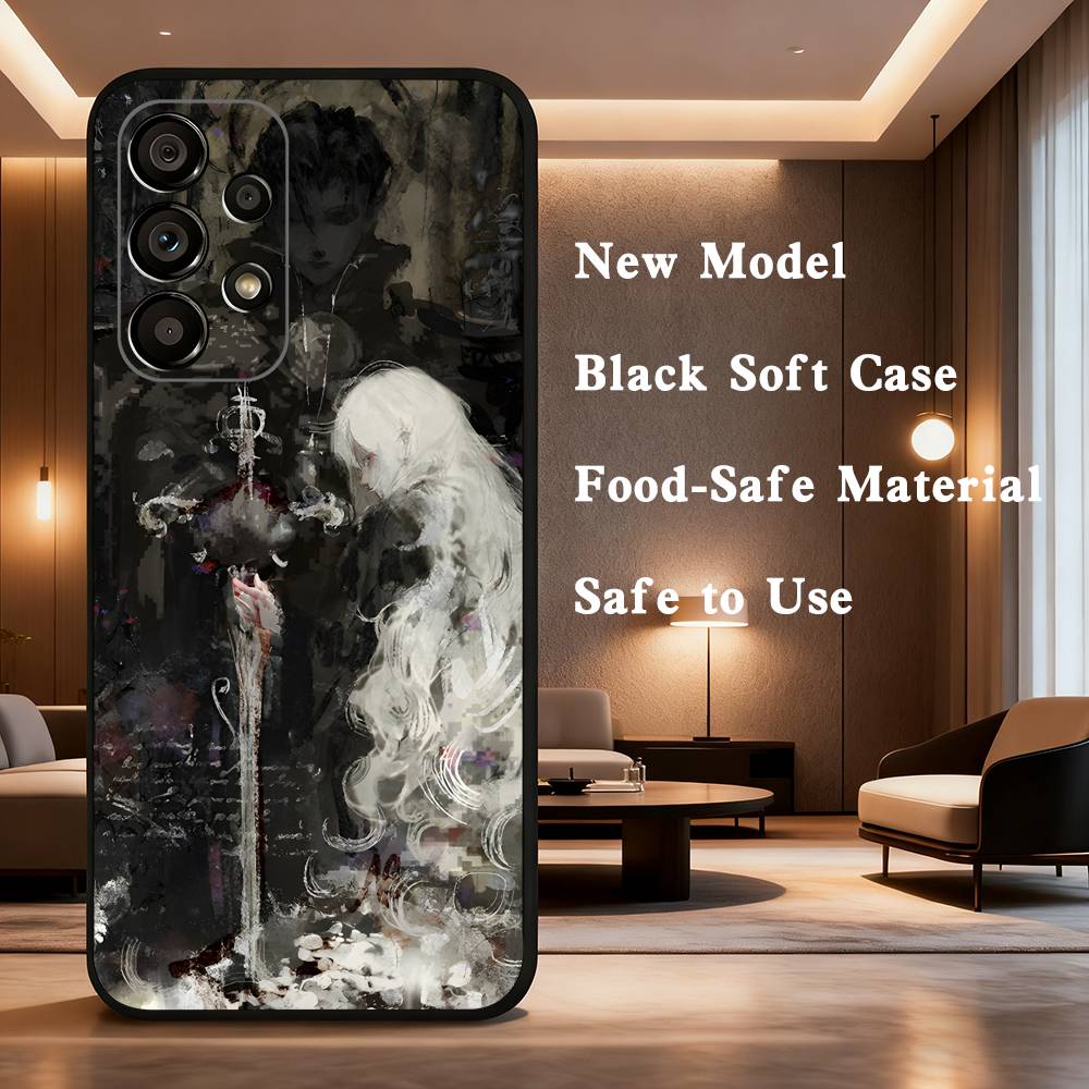 Sword  White Hair Witch For Samsung Galaxy A73,31,71,53,32,72,Note,22,41,8,9,52,J7,Soft Black Silicone Cover Case