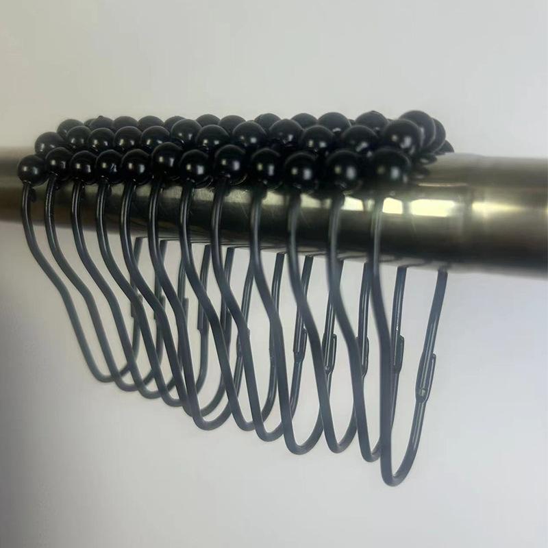 

Металлические крючки для душевой занавески с пятью бусинами, роликовые бусины в форме тыквы, аксессуары для штор, удобная пряжка для дверной занавески, кольцо для подвешивания, 12 шт. 12 Pcs чёрный