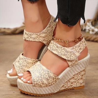 Mode Nouvelle Sandale Compensée Chaussures d'Été pour Femmes Bout Ouvert Sandales à Plateforme Chaussures de Créateur de Luxe Talons Femmes Sexy Robe de Soirée Femmes Sandales