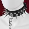 FUNSM BDSM Spiked Collar Bondage Gear Leather Collar and Metal Leash SM Game Fetish Sex Toys Bondage Gear for Couples
