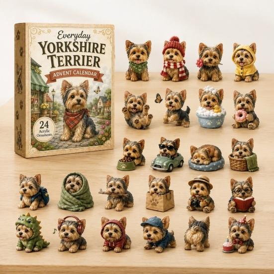 Christmas Ritual Box 2026 Dog Advent Calendar, 24 Days Puppy Figures Countdown Special Edition Calendar 2D Acrylic Cute Collectible Ornaments