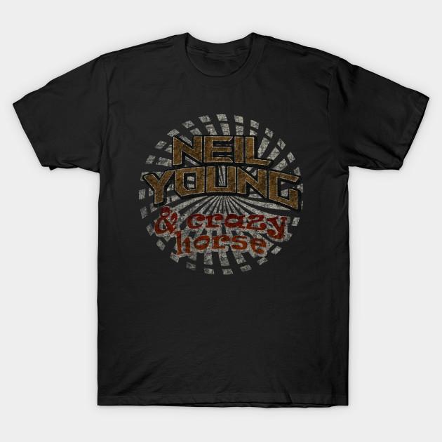 

Men Black Print T-shirt Neil Young Vintage No-Cut Transfer Paper Print Cotton Tshirt S чорний