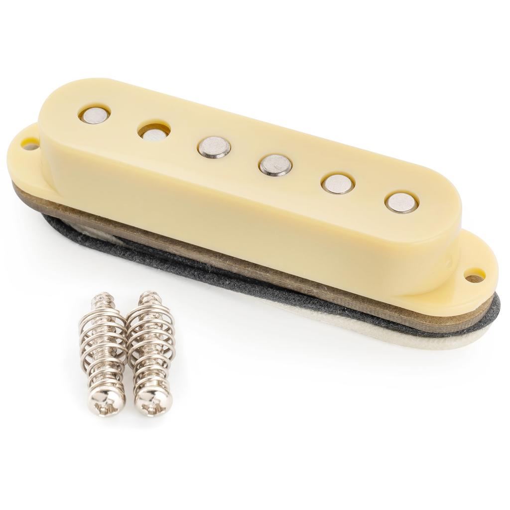 Musiclily Pro Staggered Alnico 5 Single Coil Pickup with Ridge PU for Strat Electric Cream ST-60S Guitar,