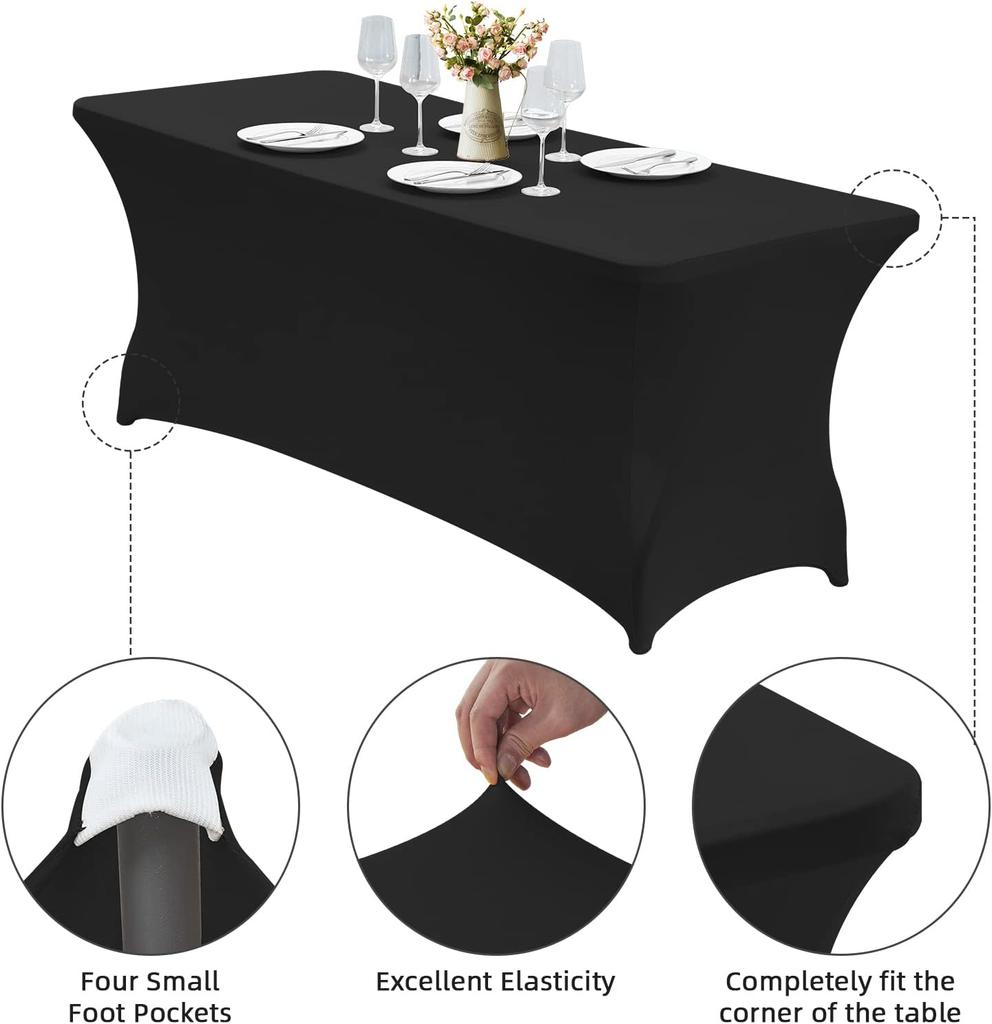 Stretch Spandex Table Cover for Rectangular Tables, Elastic Fitted Tablecloth, Wrinkle Resistant Table Cloth for Parties,Wedding