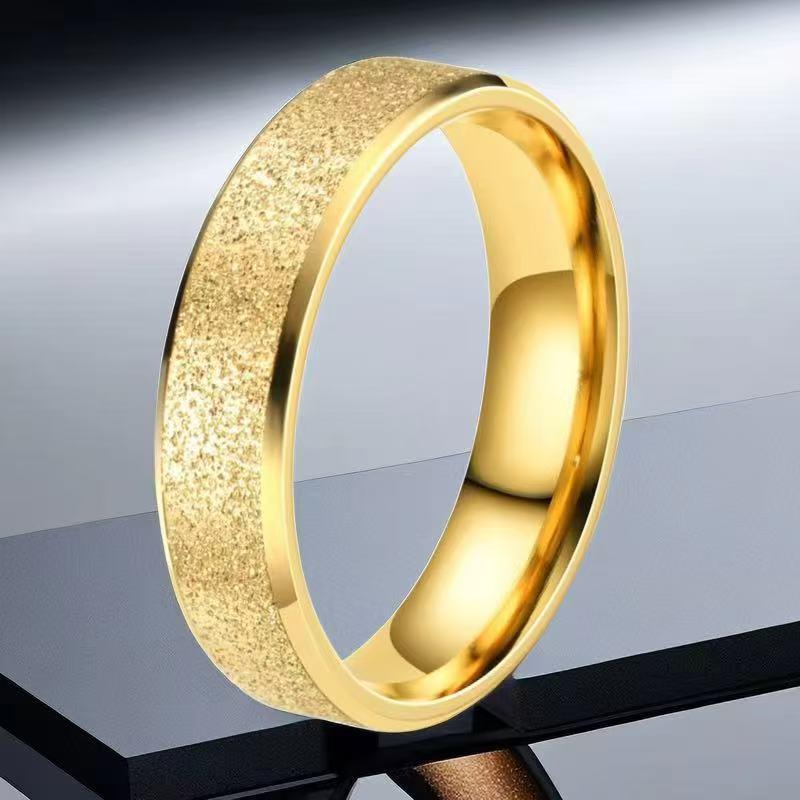 Fashion Frosted Stainless Steel Titanium Rings for Women - Versatile, No-Fade Taigang Style