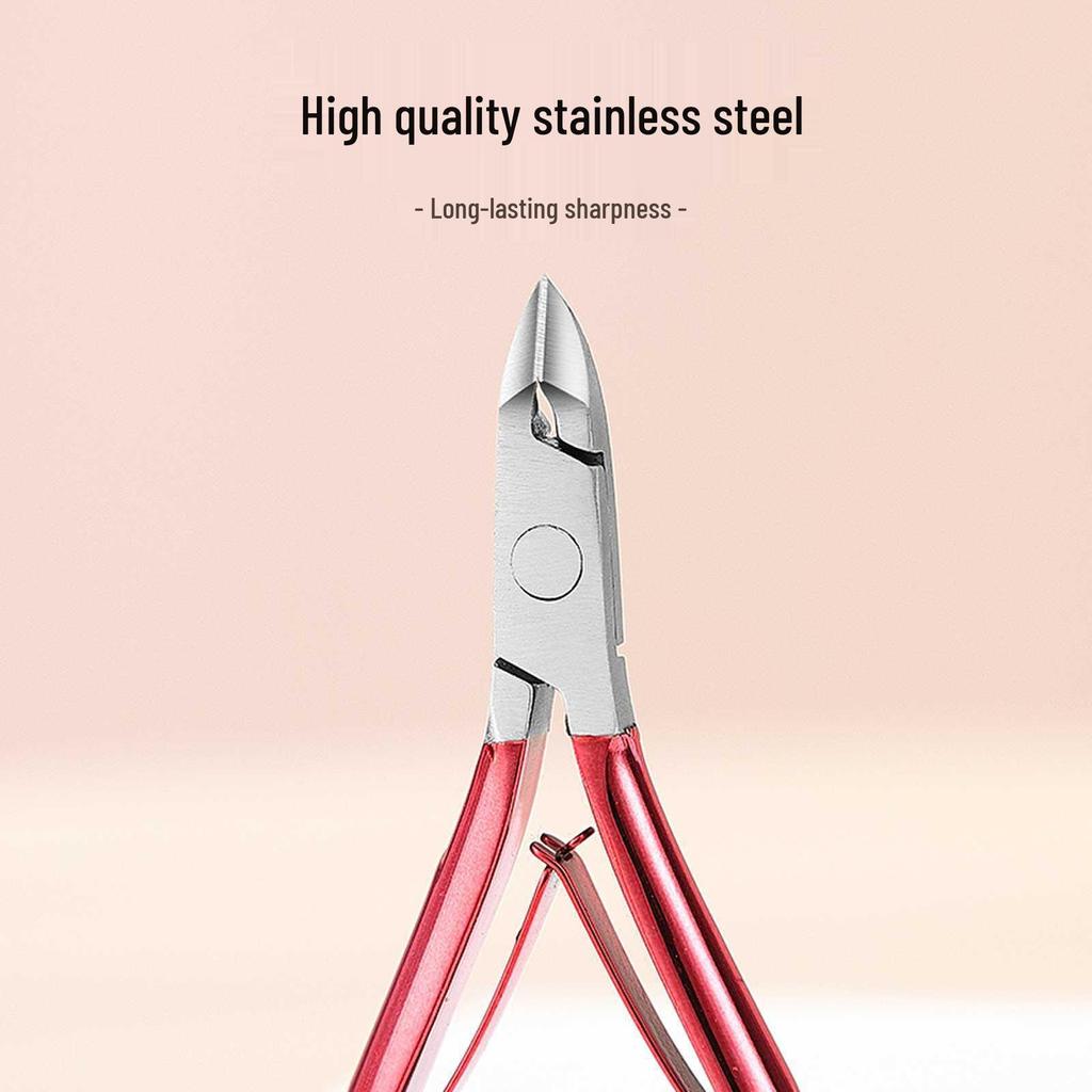 Stainless Steel Slanted Nail Clipper with Cuticle Scissors and Small Blade for Easy Trimming and Hangnail Removal