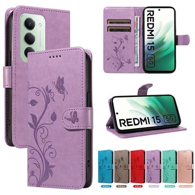 Fashion Butterfly Case On For Xiaomi Redmi 15 15C 4G 5G Poco C85 Flip Wallet Card Slot Magnetic Leather Book Cover Funda