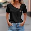 QICED Women's Fashion Casual Solid Color Print Short Sleeve Blouses & Shirts