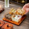 Elegant Glass Divided Snack & Fruit Tray with Lid