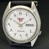 VINTAGE SEIKO 5 AUTOMATIC 7009A JAPAN MENS ARABIC WHITE DIAL WATCH A702676-1 R209-a702676