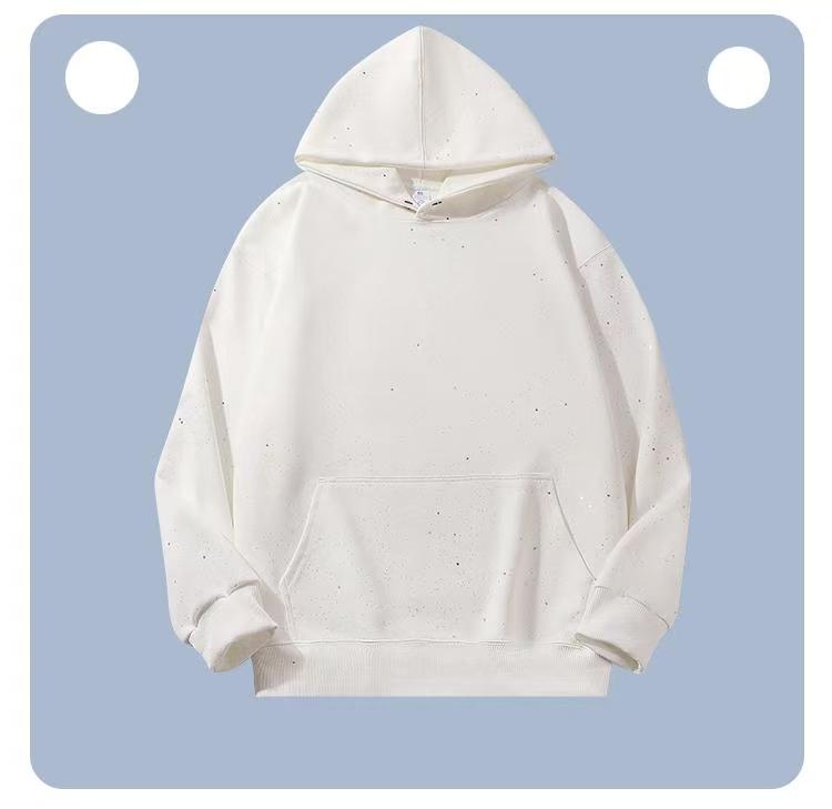 Winter starry sky is fashionable, shiny, slightly shoulder-falling hooded long-sleeved sweatshirt base shirt jacket