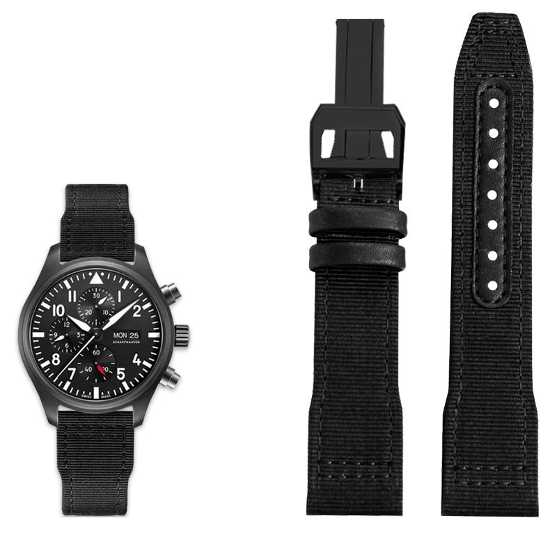 Klasyczny 20/21/22mm Wysokiej jakości nylonowy pasek do zegarka ze skóry cielęcej Pasuje do IWC Pilot SPITFIRE MARK18 Portofino TOP GUN IW389101 Pasek do zegarka