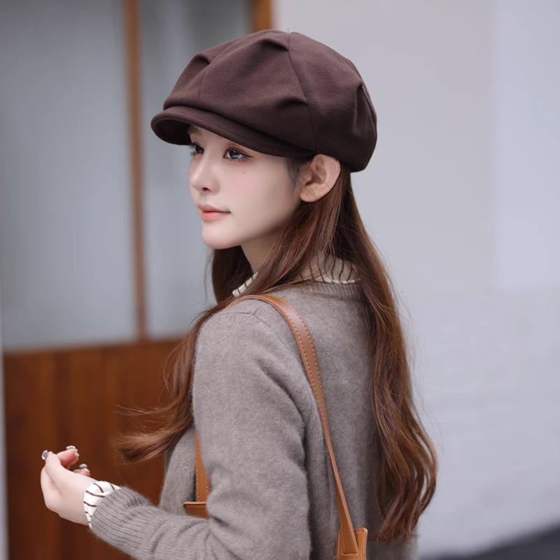 Autumn and Winter Fashion Versatile Retro Octagonal Hat Female Korean Painter Japanese Casual Temperament Bere Baseball Cap