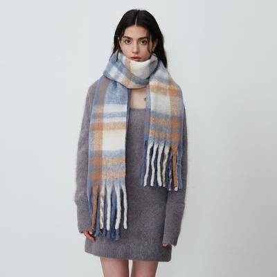 Women Winter Thick Warm Plaid Tassel Imitation Cashmere Scarf Shawl