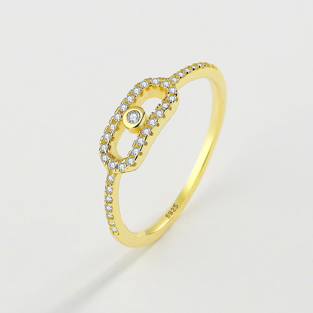 

Очаровательное кольцо на палец из стерлингового серебра 925 пробы золотого цвета для женщин, простой дизайн, изысканные гипоаллергенные прозрачные ювелирные изделия с цирконом 7 золотой