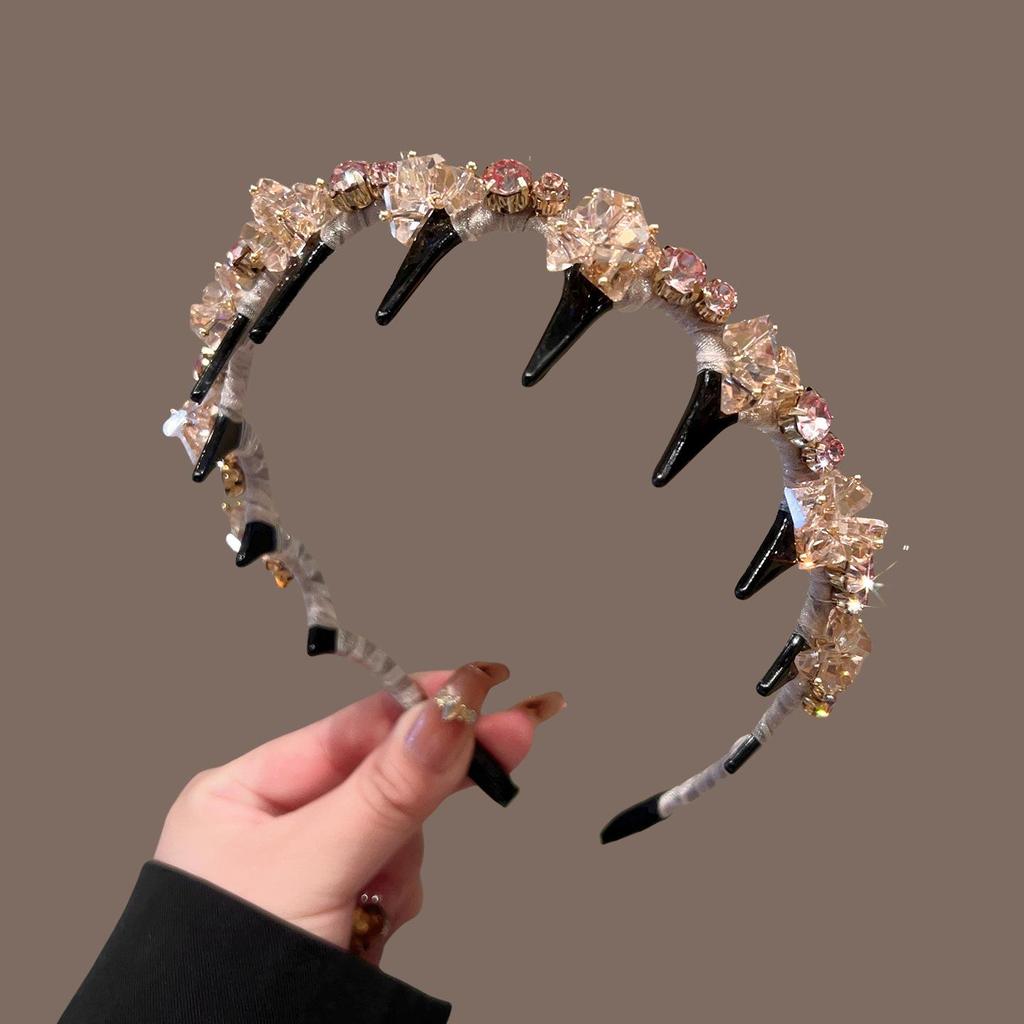 High-End Women's Bow Headband with Teeth - 2025 Face Washing & Hair Pressing Accessory