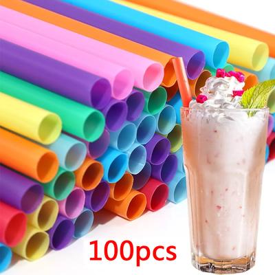 100PCS Disposable Drinking Straws Multicolor MilkTea Milkshake Juice Plastic Straws Bar Drink Summer Party Wedding Accessories