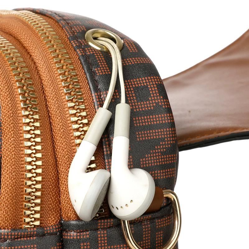 Women’s Crossbody Phone Bag, PU Leather Small Shoulder Purse with Flap & Zipper, Vintage Letter Print Mini Bag