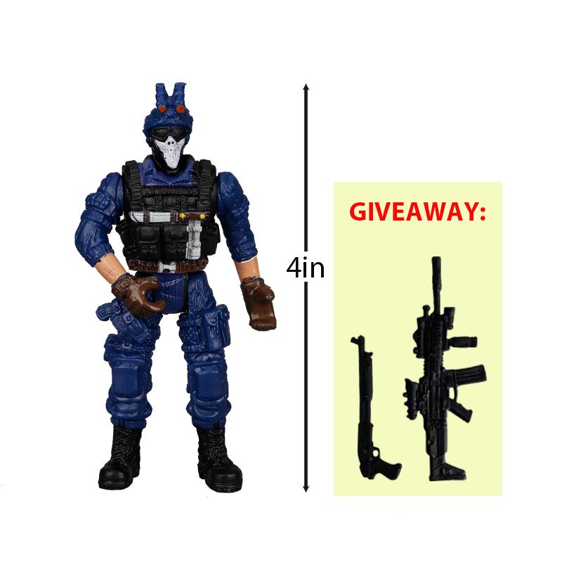 10cm Warrior Elite Force Army Police Military Snow Navy Soldier Action Figure Toy Terrorist SWAT Team Figuras for Children Gift