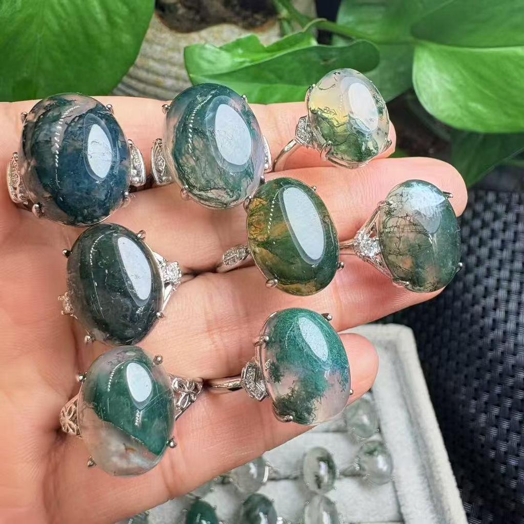 Natürlicher Moosachat-Ring mit einzigartiger Textur - Heiß verkaufender Kristall-Literatur-Schmuck