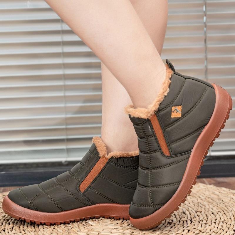 Zimowe buty damskie Ciepłe futrzane buty śnieżne Wodoodporne górne damskie Casual Lekkie botki