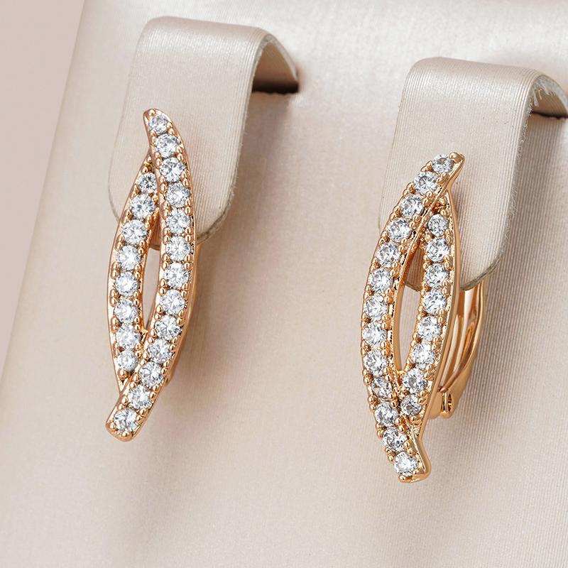 New  Rose Gold Color Earrings For Women Girl Fashion Geometric Natural Zircon Accessories High Quality Daily Jewelry